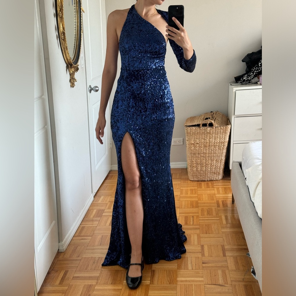 One-Shoulder Sequined Maxi Dress